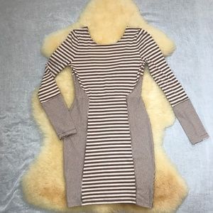 Free People (FP Beach) Brown + Cream Striped Dress